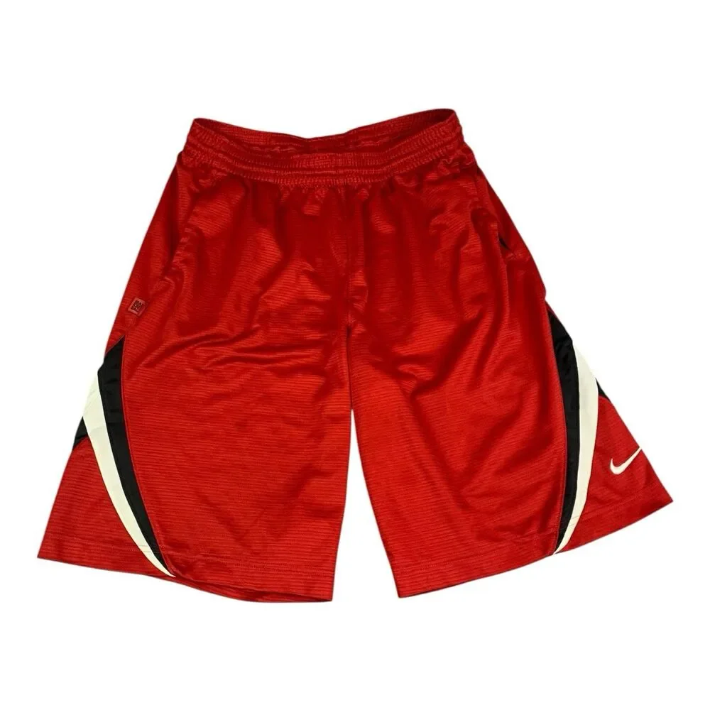 Nike Dri-FIT Basketball Shorts Mens Medium Red Black White Mesh Athletic Gym